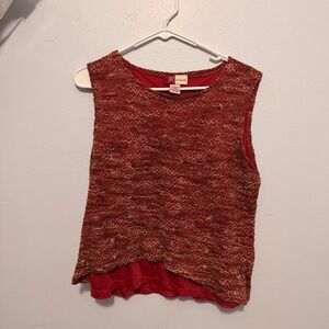JM Collection Red and Gold Textured Tank Top